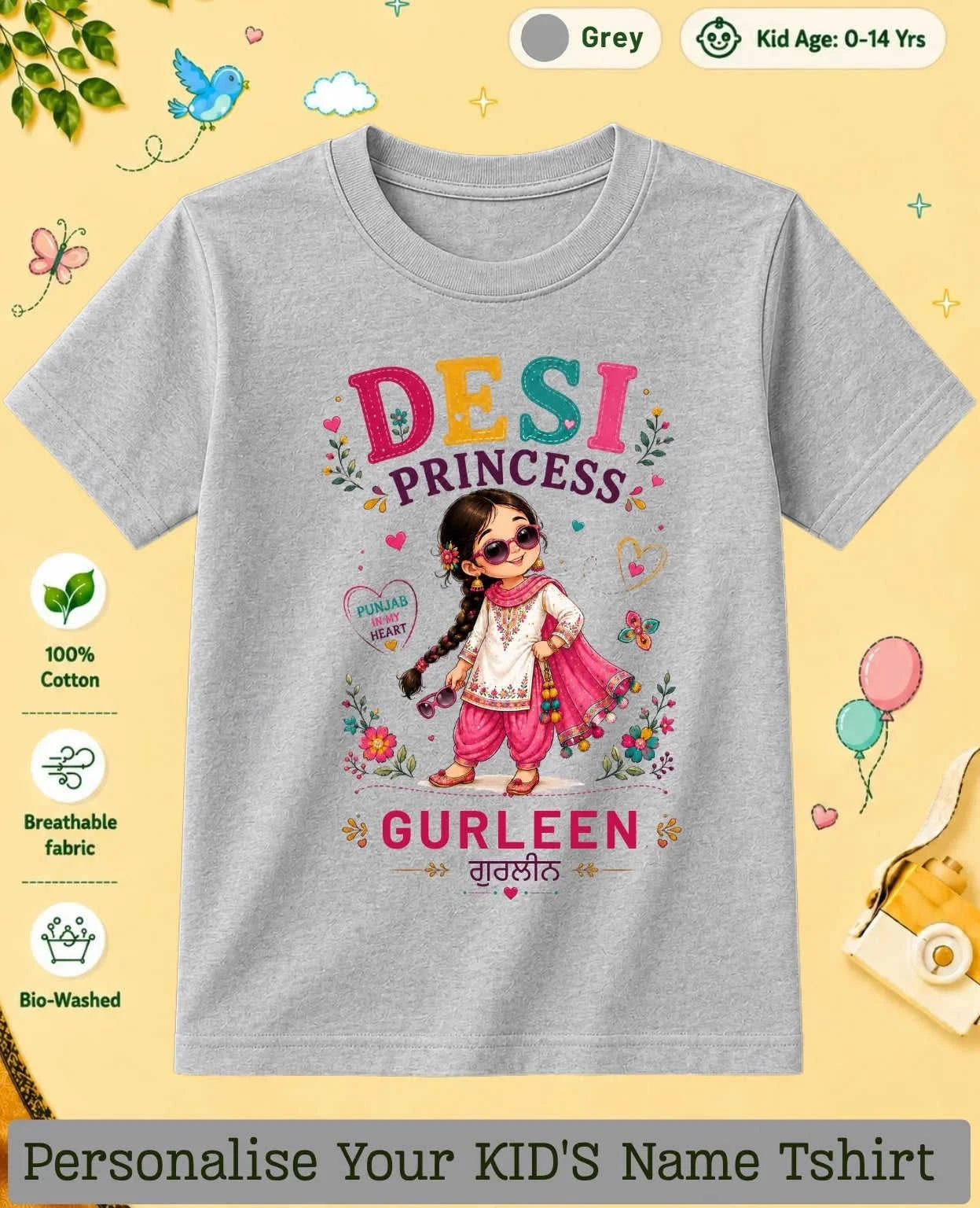 Proud Punjabi Custom Kid Cotton Tshirt Swiftsoul