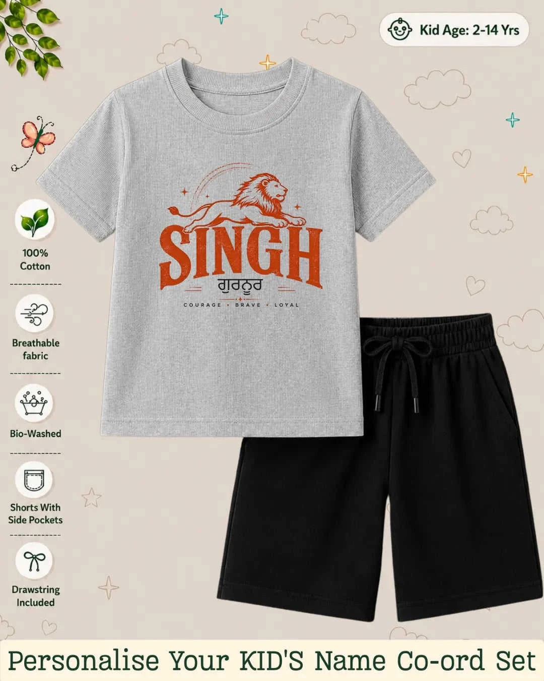 Proud Punjabi Custom Kid's Co-ord Set Swiftsoul