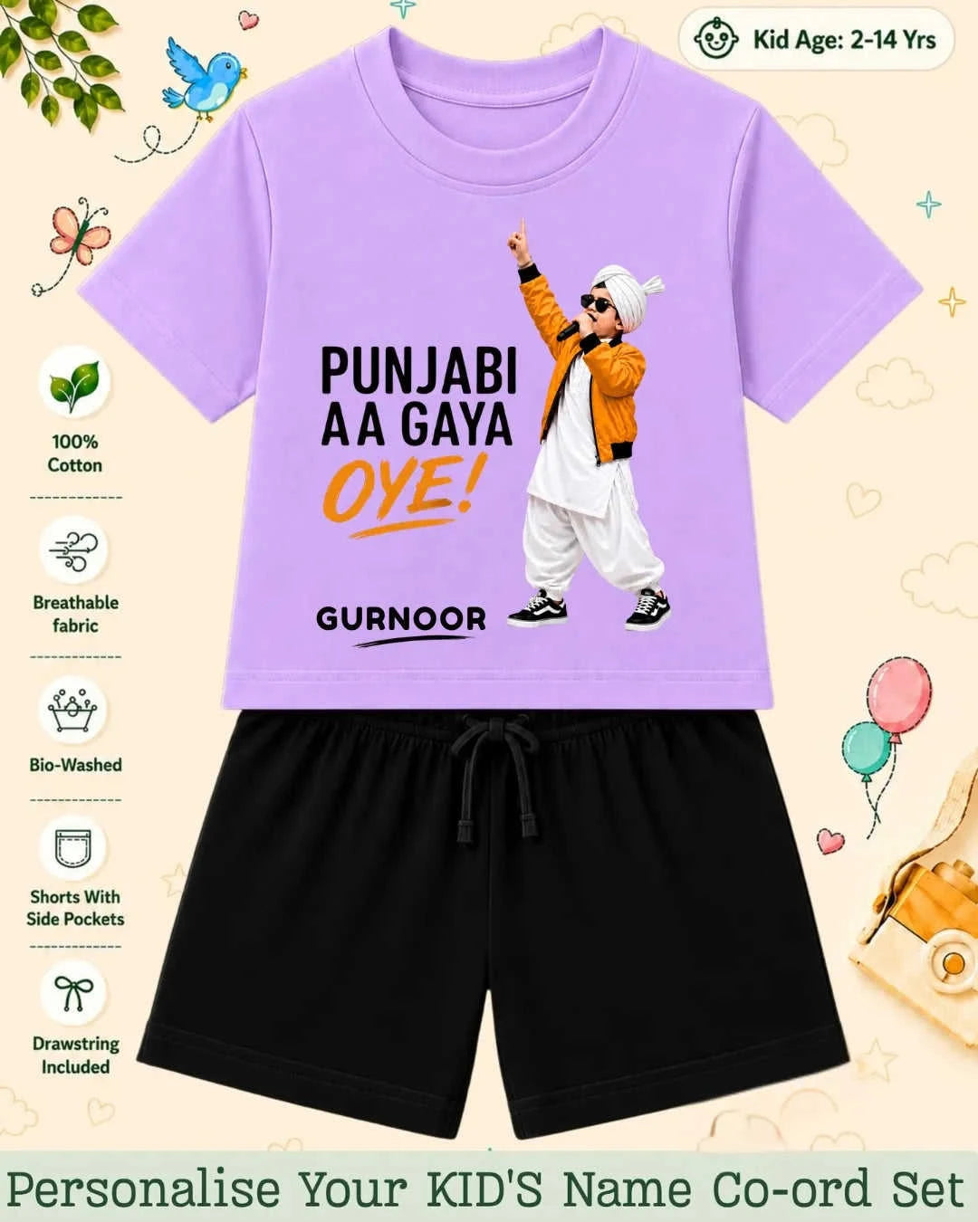 Proud Punjabi Custom Kid's Co-ord Set Swiftsoul