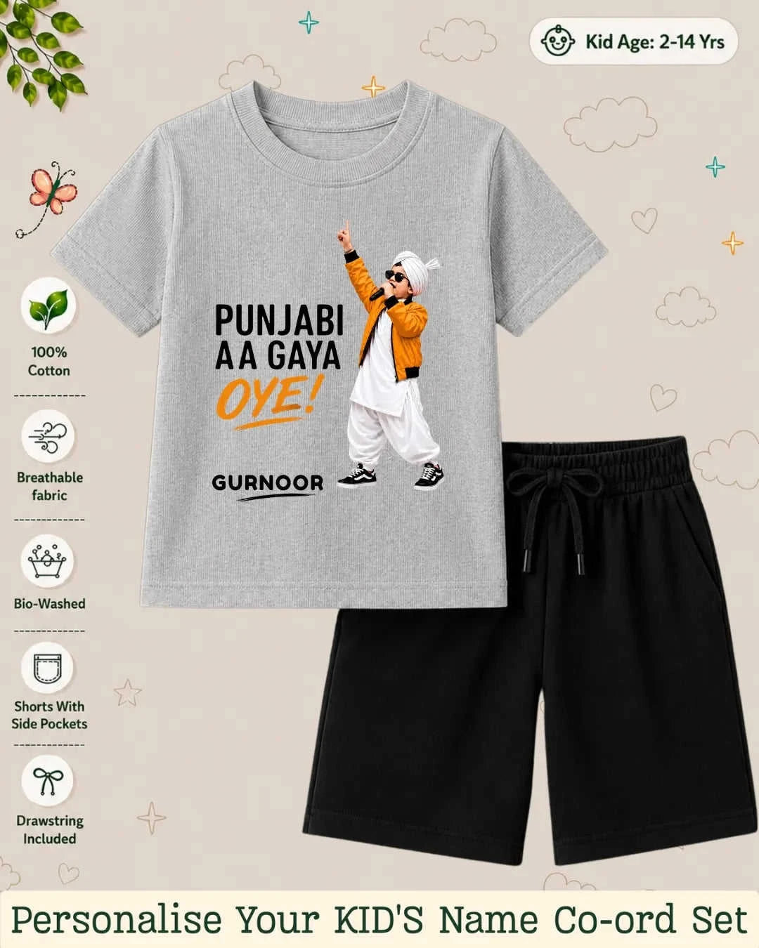 Proud Punjabi Custom Kid's Co-ord Set Swiftsoul