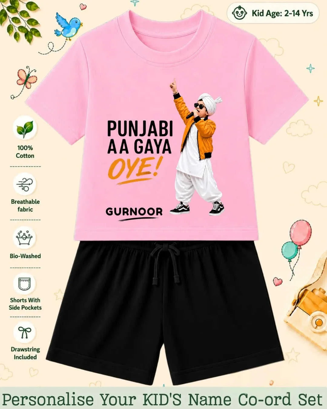 Proud Punjabi Custom Kid's Co-ord Set Swiftsoul
