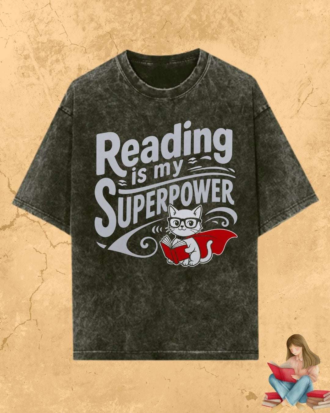 Purrfect Reader Cotton Tshirt Billien LLC 