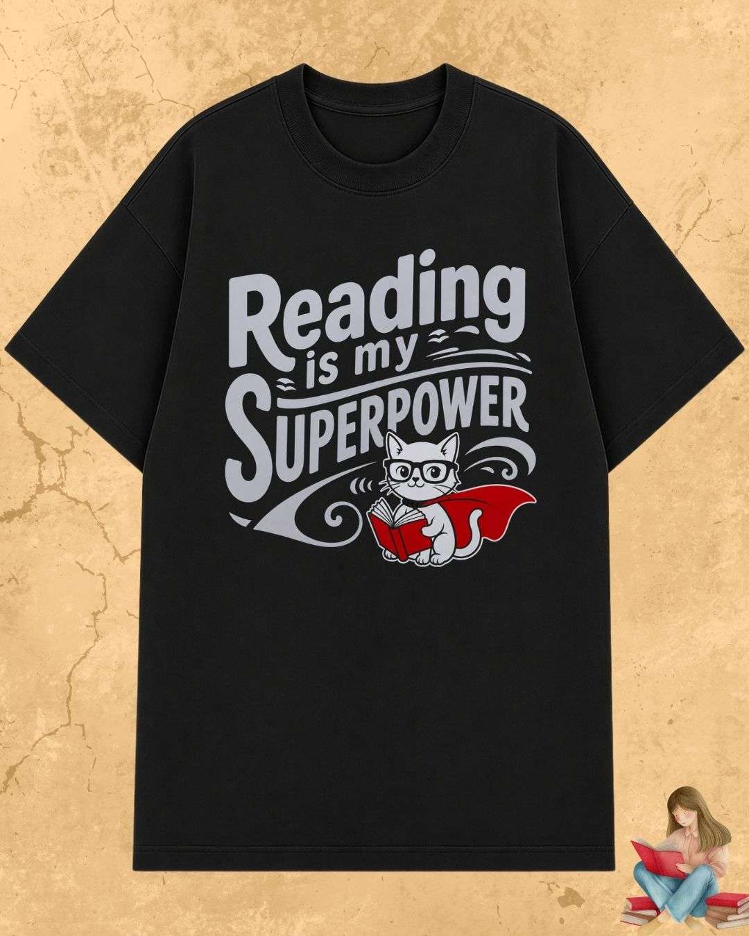 Purrfect Reader Cotton Tshirt Billien LLC 
