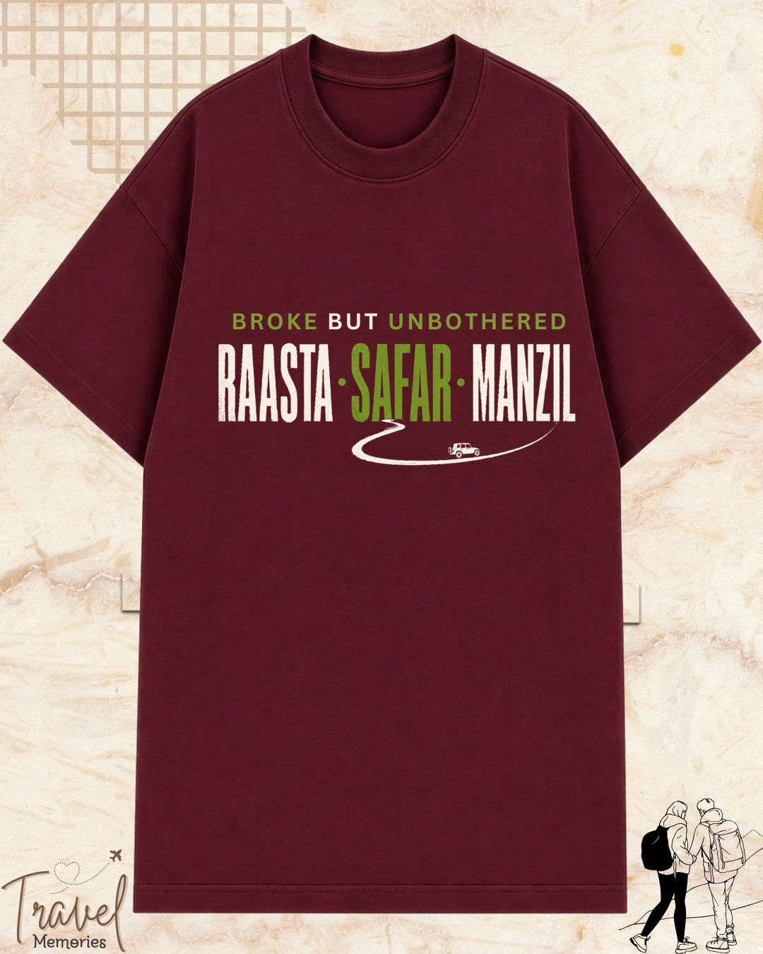 Raasta Safar Manzil Travel Cotton Tshirt Swiftsoul 