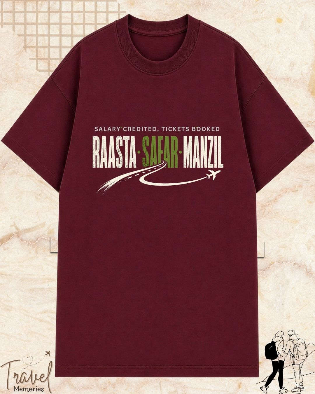 Raasta Safar Manzil Travel Cotton Tshirt Swiftsoul 