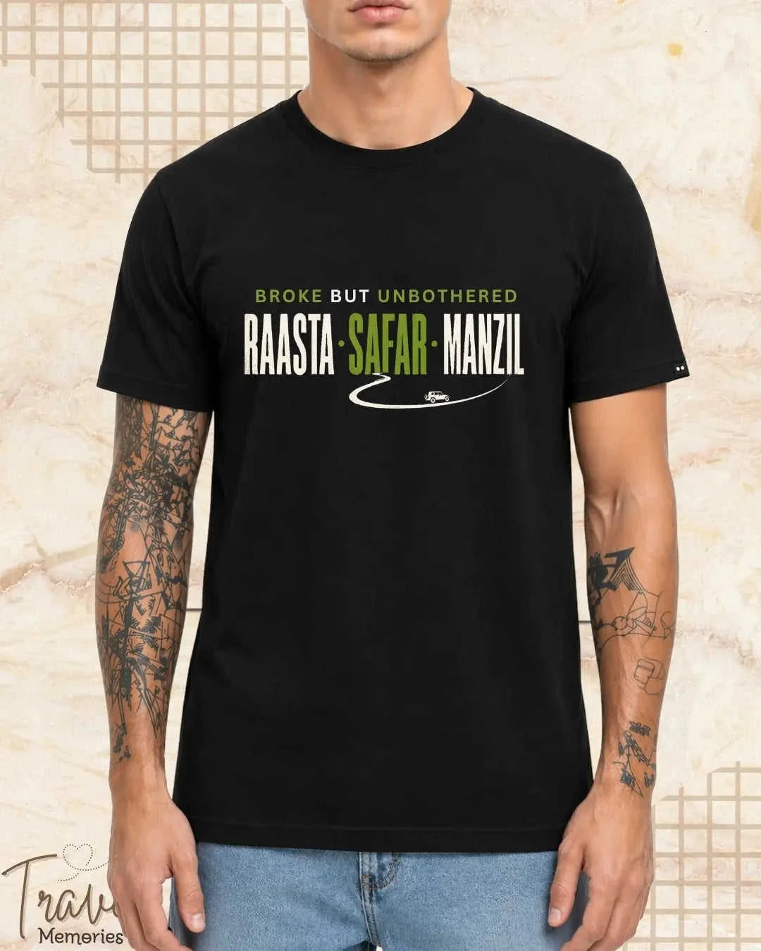 Raasta Safar Manzil Travel Cotton Tshirt Swiftsoul