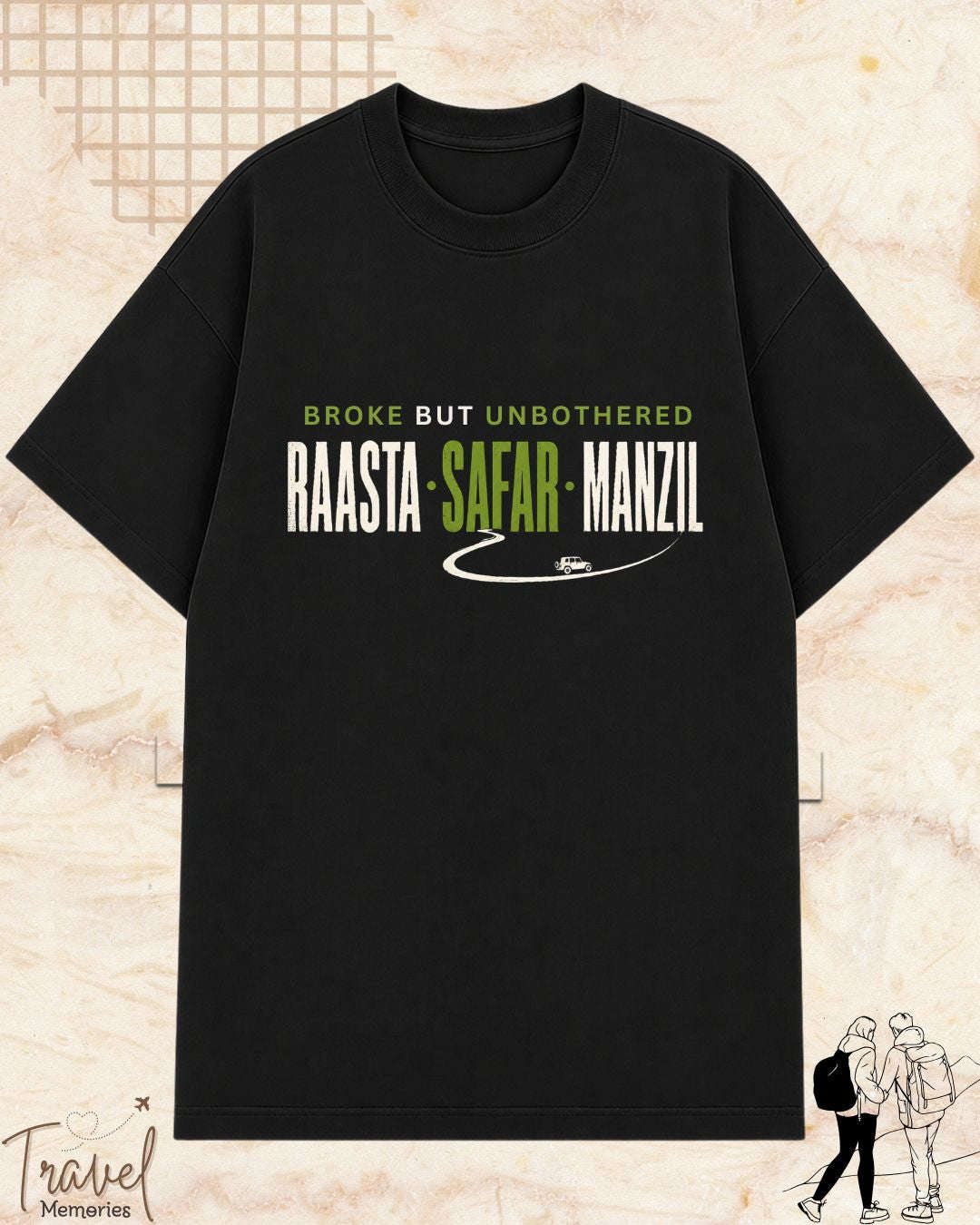 Raasta Safar Manzil Travel Cotton Tshirt Swiftsoul 