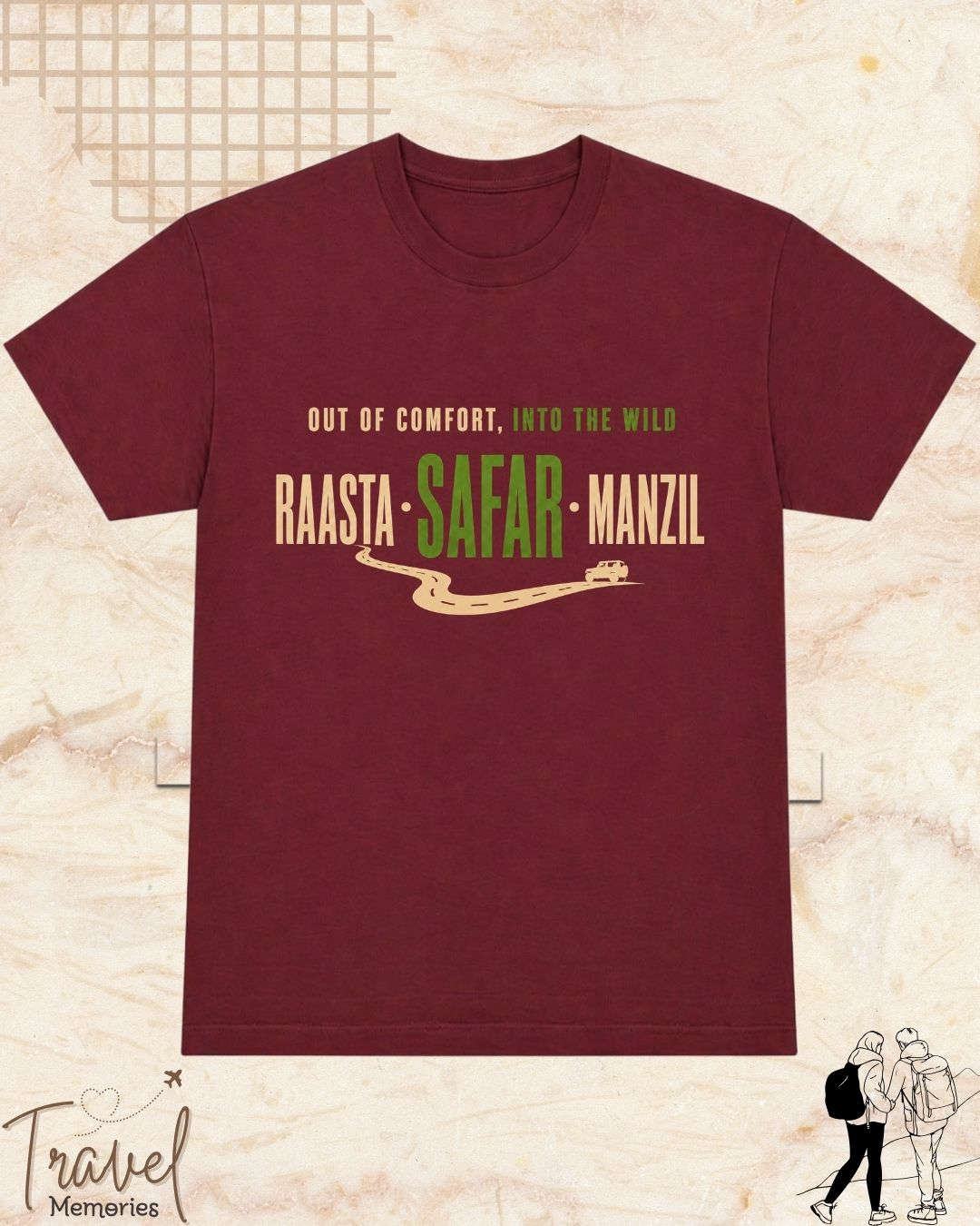 Raasta Safar Manzil Travel Cotton Tshirt Swiftsoul 