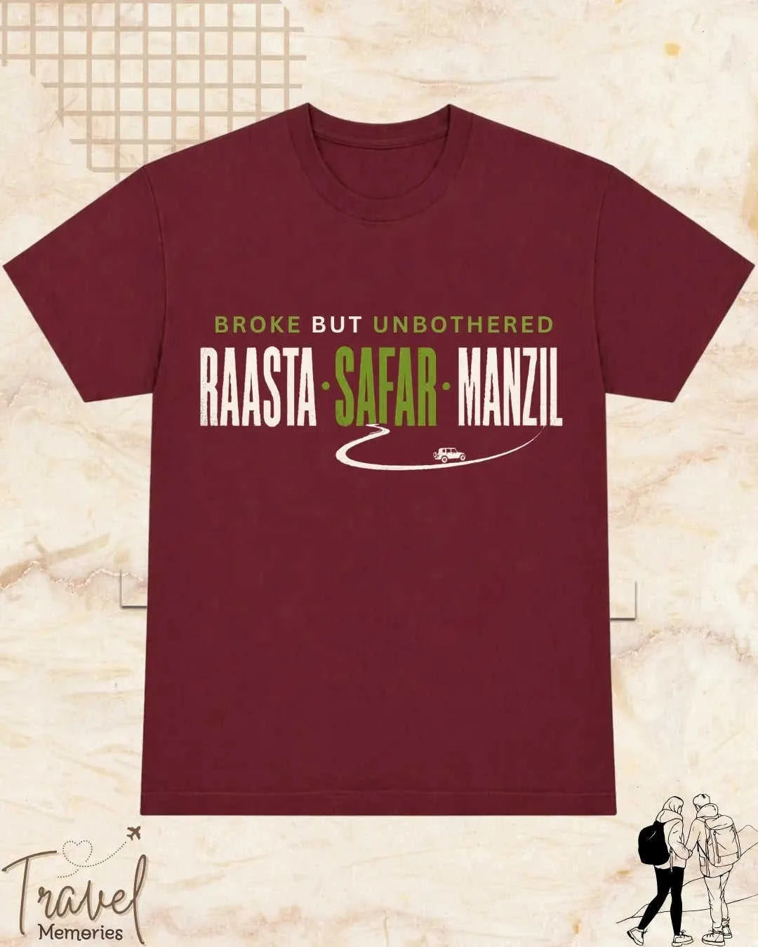 Raasta Safar Manzil Travel Cotton Tshirt Swiftsoul