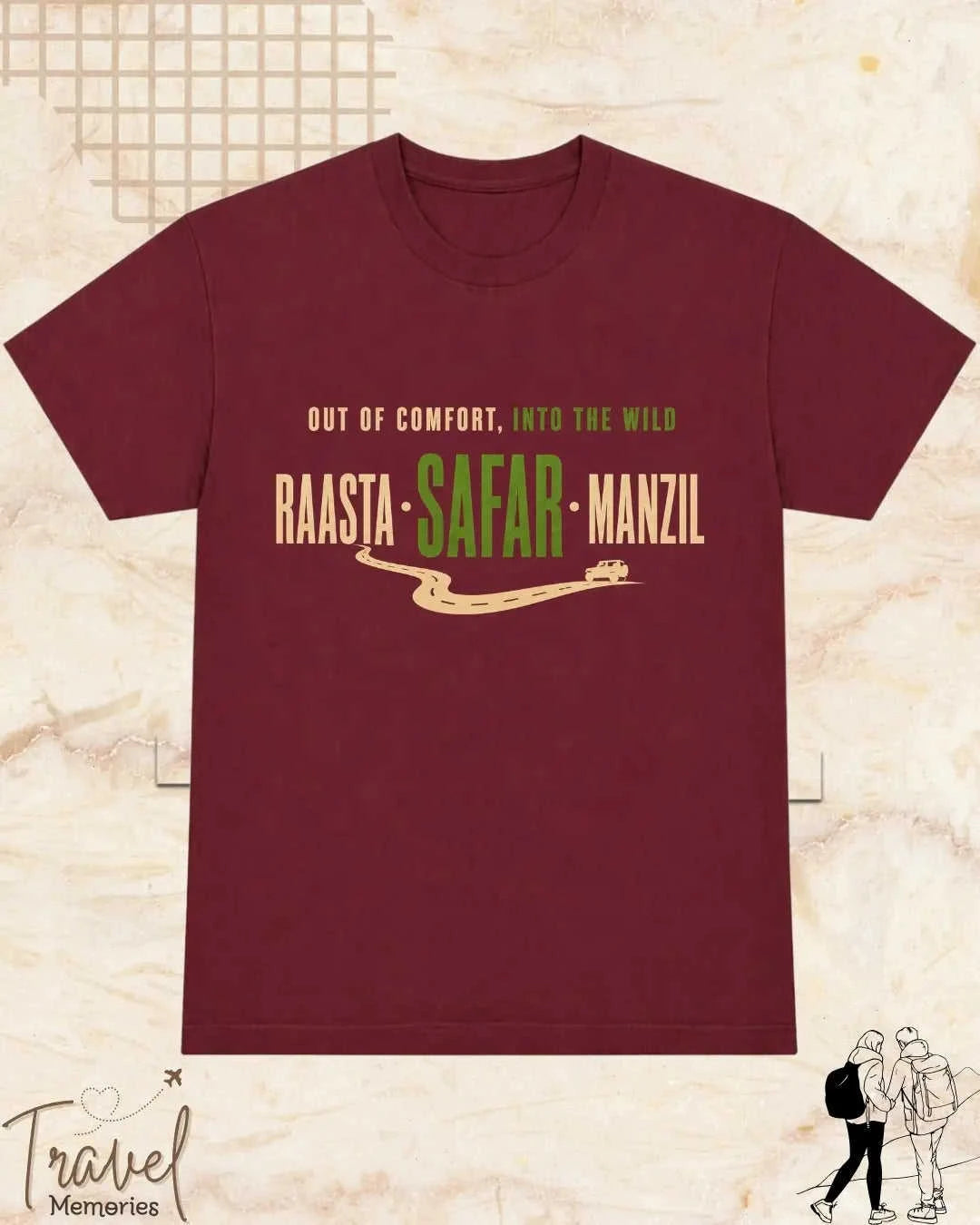 Raasta Safar Manzil Travel Cotton Tshirt Swiftsoul