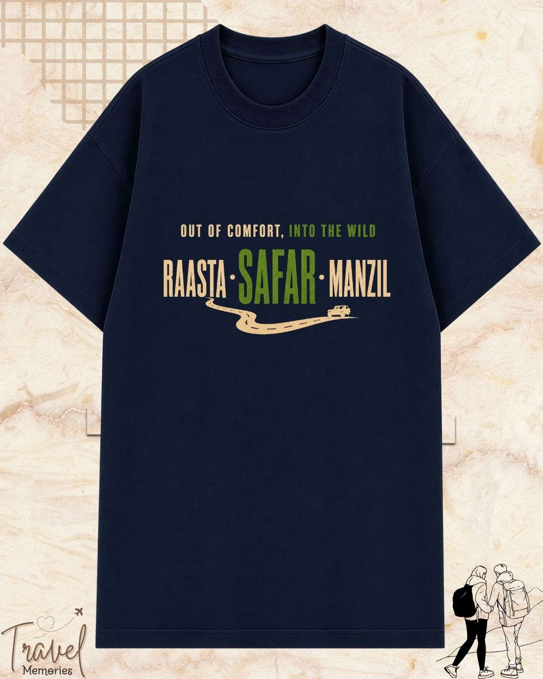 Raasta Safar Manzil Travel Cotton Tshirt Swiftsoul 