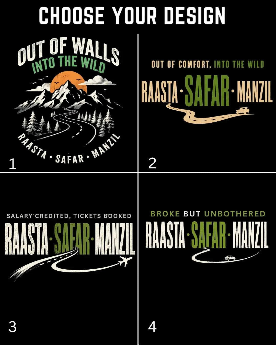 Raasta Safar Manzil Travel Cotton Tshirt Swiftsoul