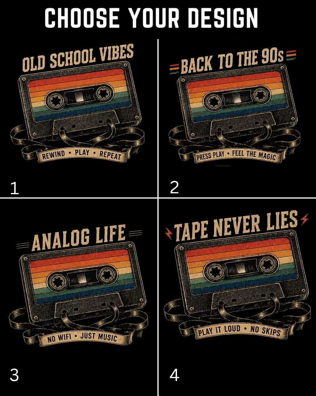 Retro Cassette Music Cotton Tshirt