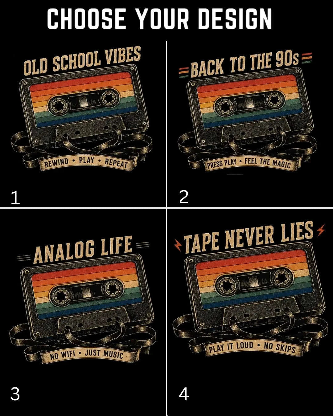 Retro Cassette Music Cotton Tshirt Swiftsoul