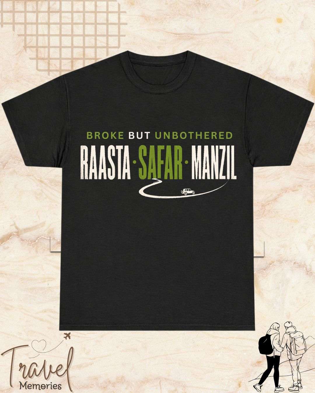Raasta Safar Manzil Travel Cotton Tshirt
