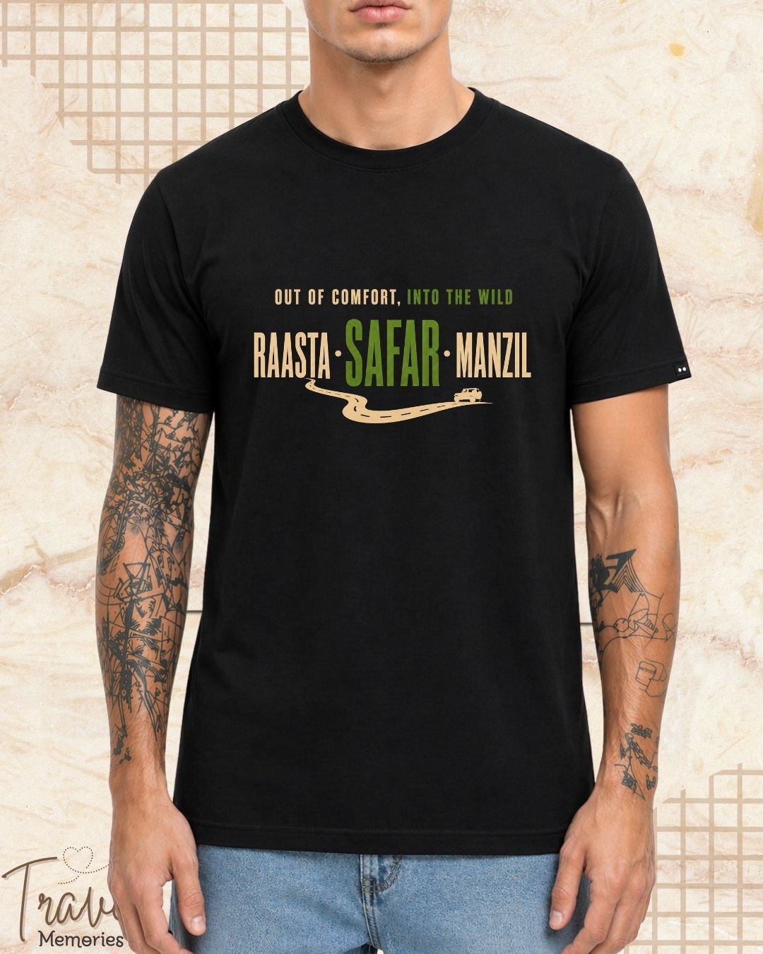 Raasta Safar Manzil Travel Cotton Tshirt