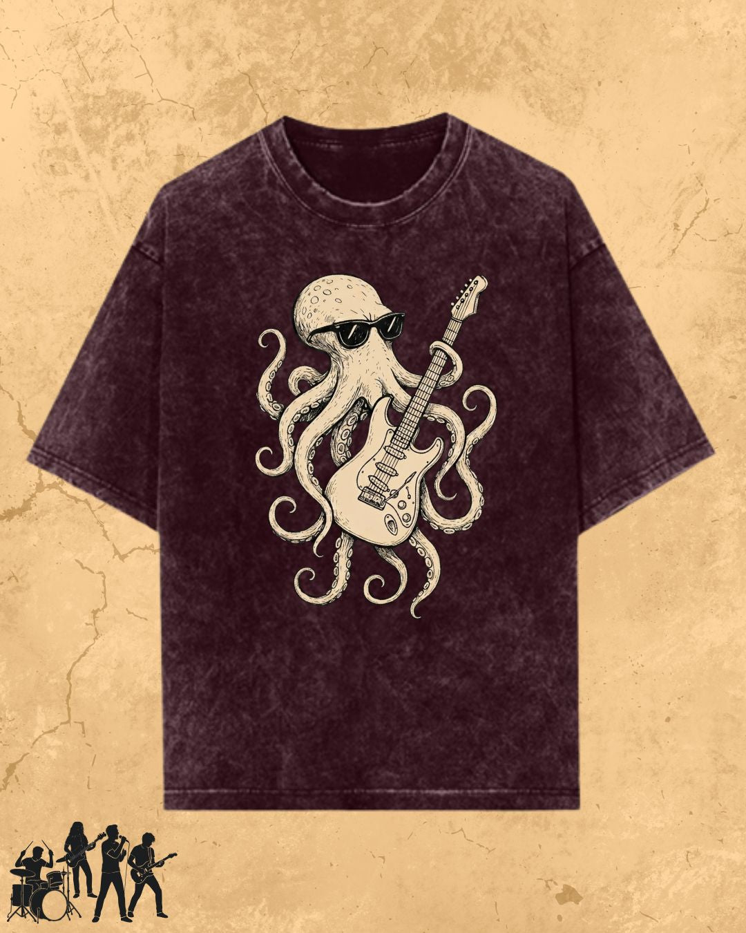Octopus Guitar Rock Cotton Tshirt
