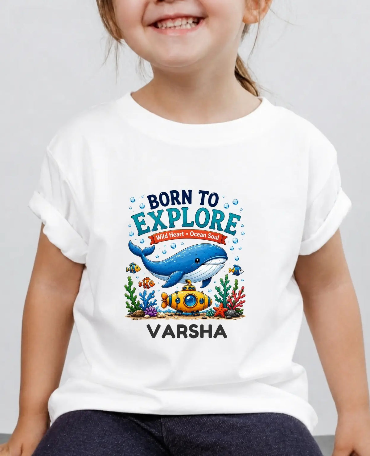 Ocean Theme Custom Kid Cotton Tshirt