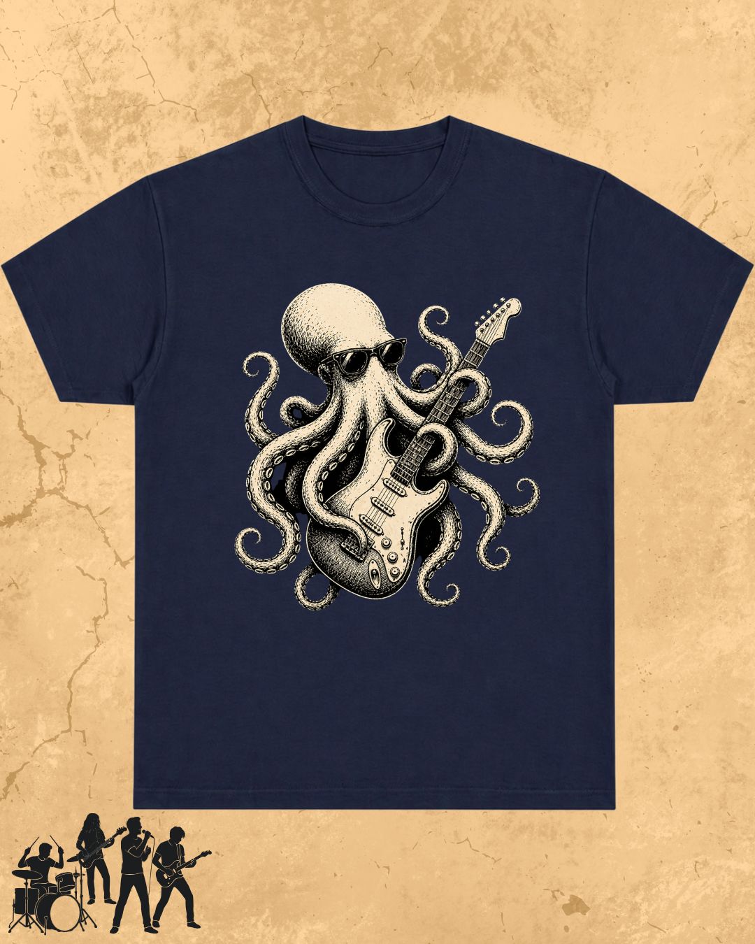 Octopus Guitar Rock Cotton Tshirt