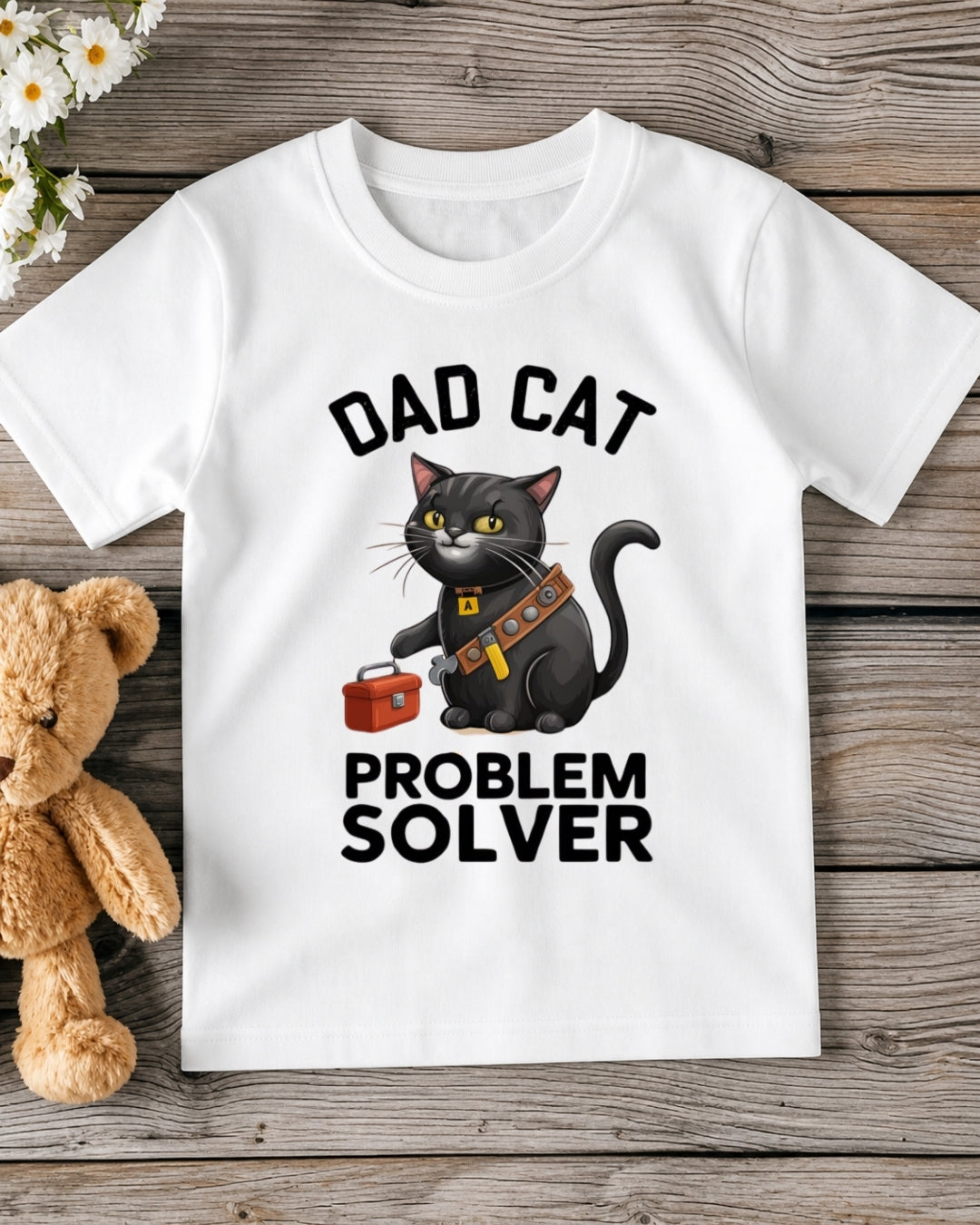 Dad Cat Problem Solver Kid Cotton Tshirt