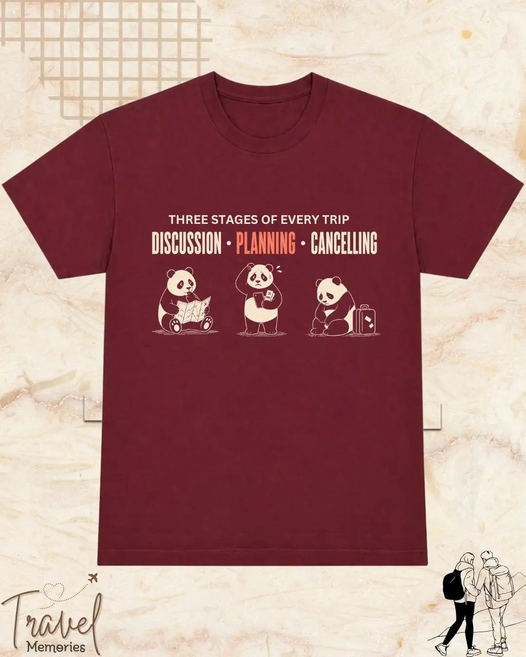 Three Stages of Every Trip Travel Cotton Tshirt Part 2