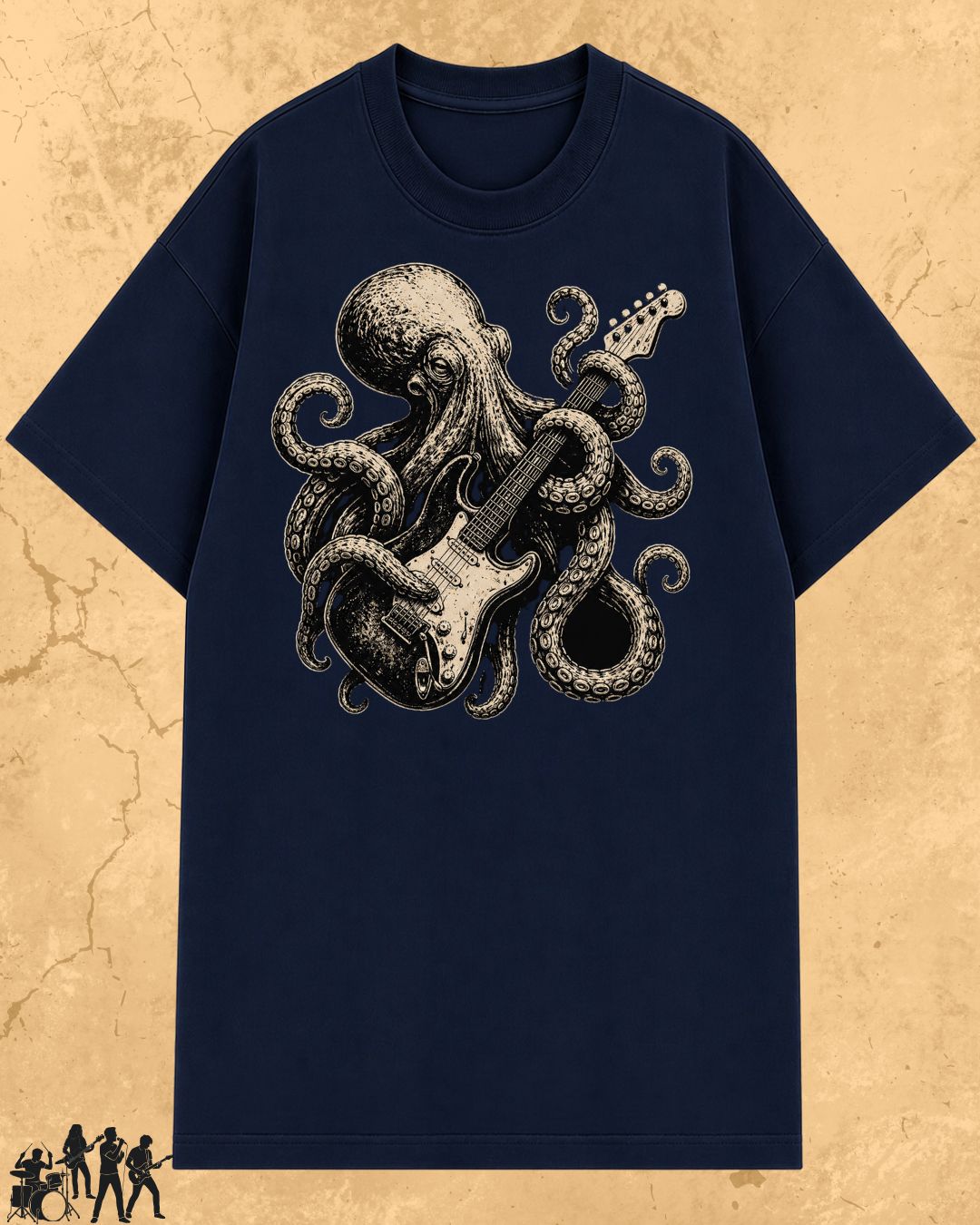 Octopus Guitar Rock Cotton Tshirt