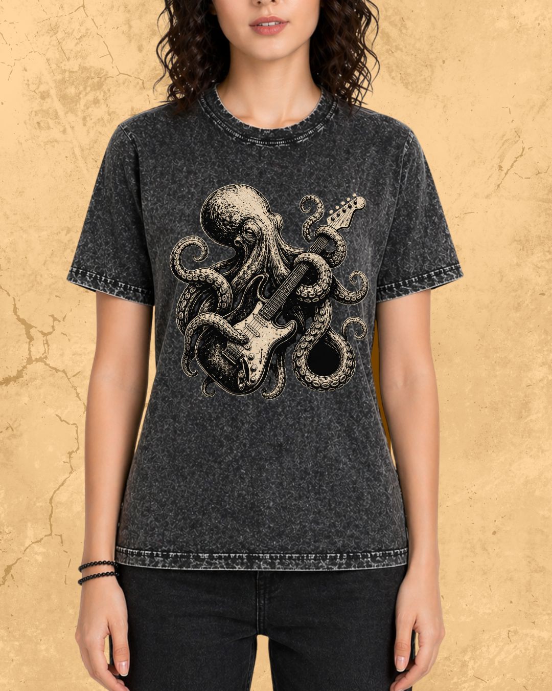 Octopus Guitar Rock Cotton Tshirt