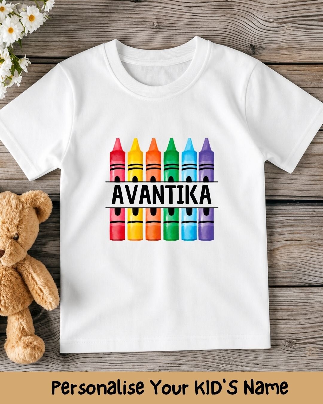 Colorful Crayon Custom Kid Cotton Tee
