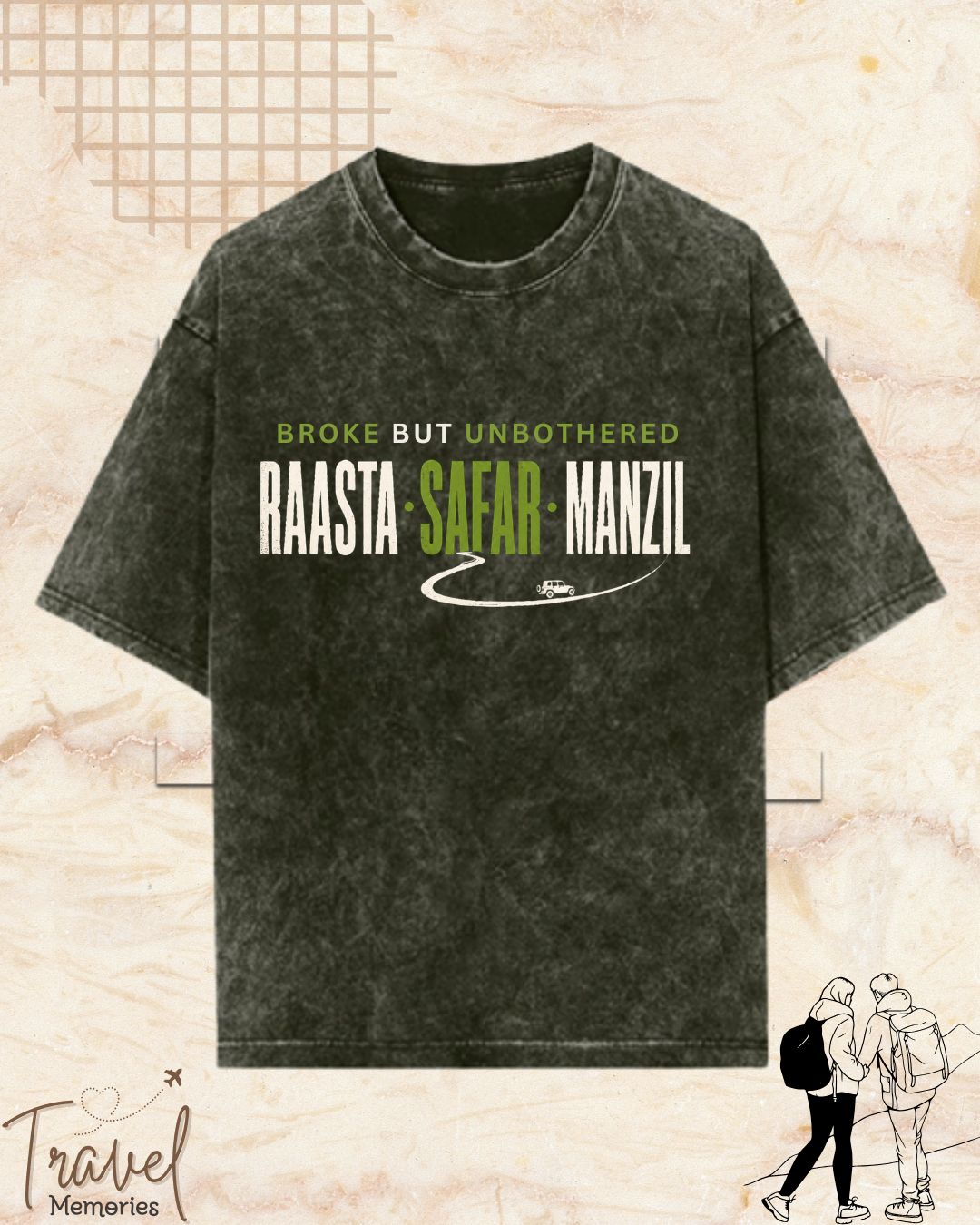 Raasta Safar Manzil Travel Cotton Tshirt