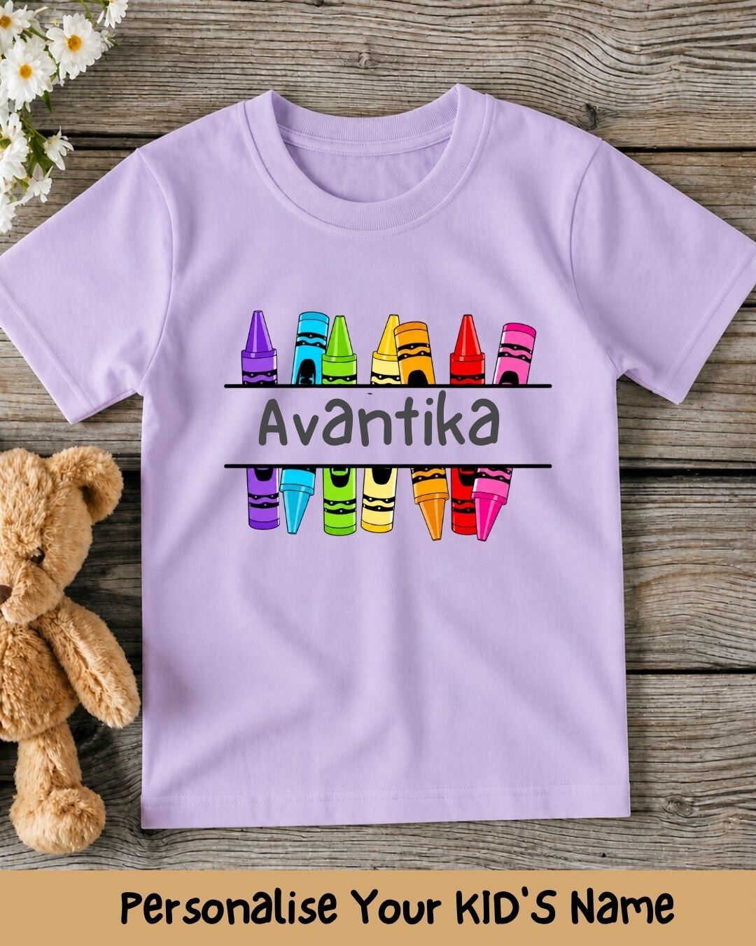Colorful Crayon Custom Kid Cotton Tee