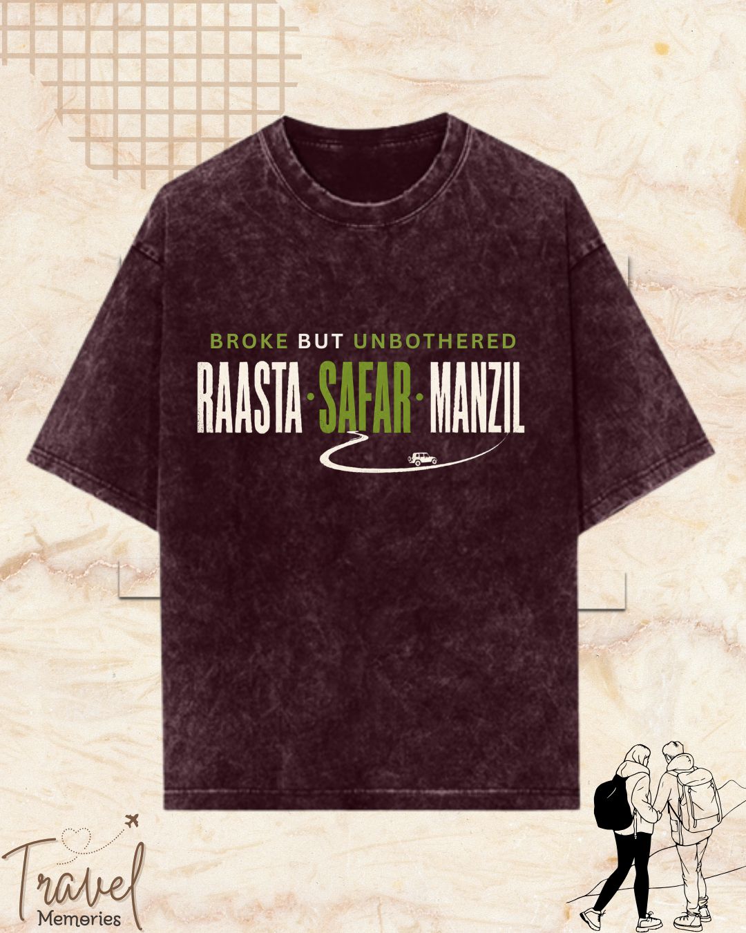 Raasta Safar Manzil Travel Cotton Tshirt