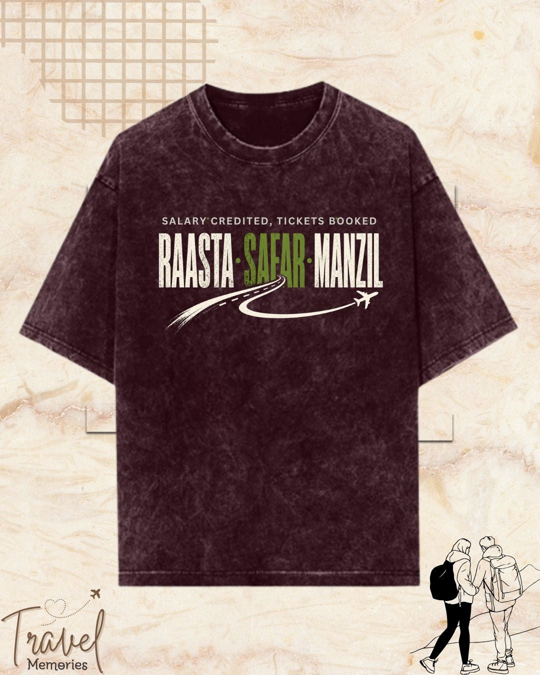 Raasta Safar Manzil Travel Cotton Tshirt