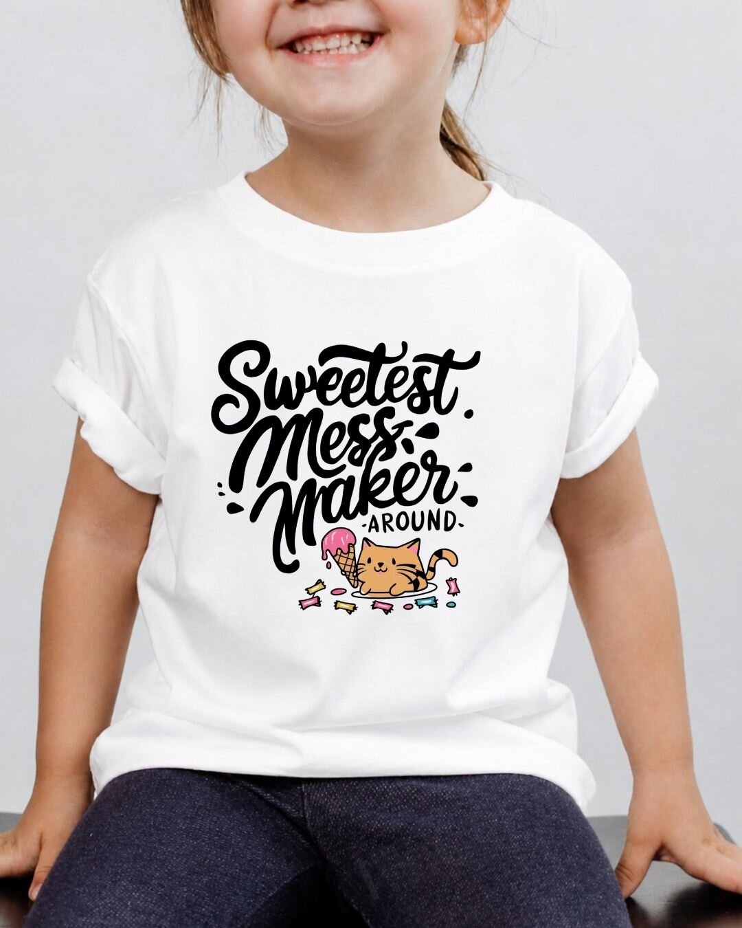 Cute Attitude Cat Kid Cotton Tee