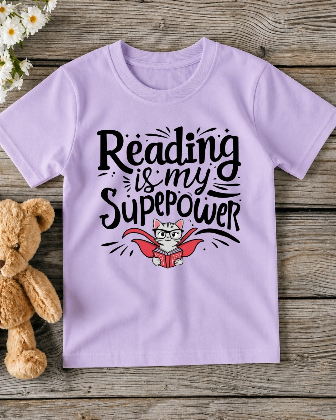 Reading Is My Superpower Kid Cotton Tshirt