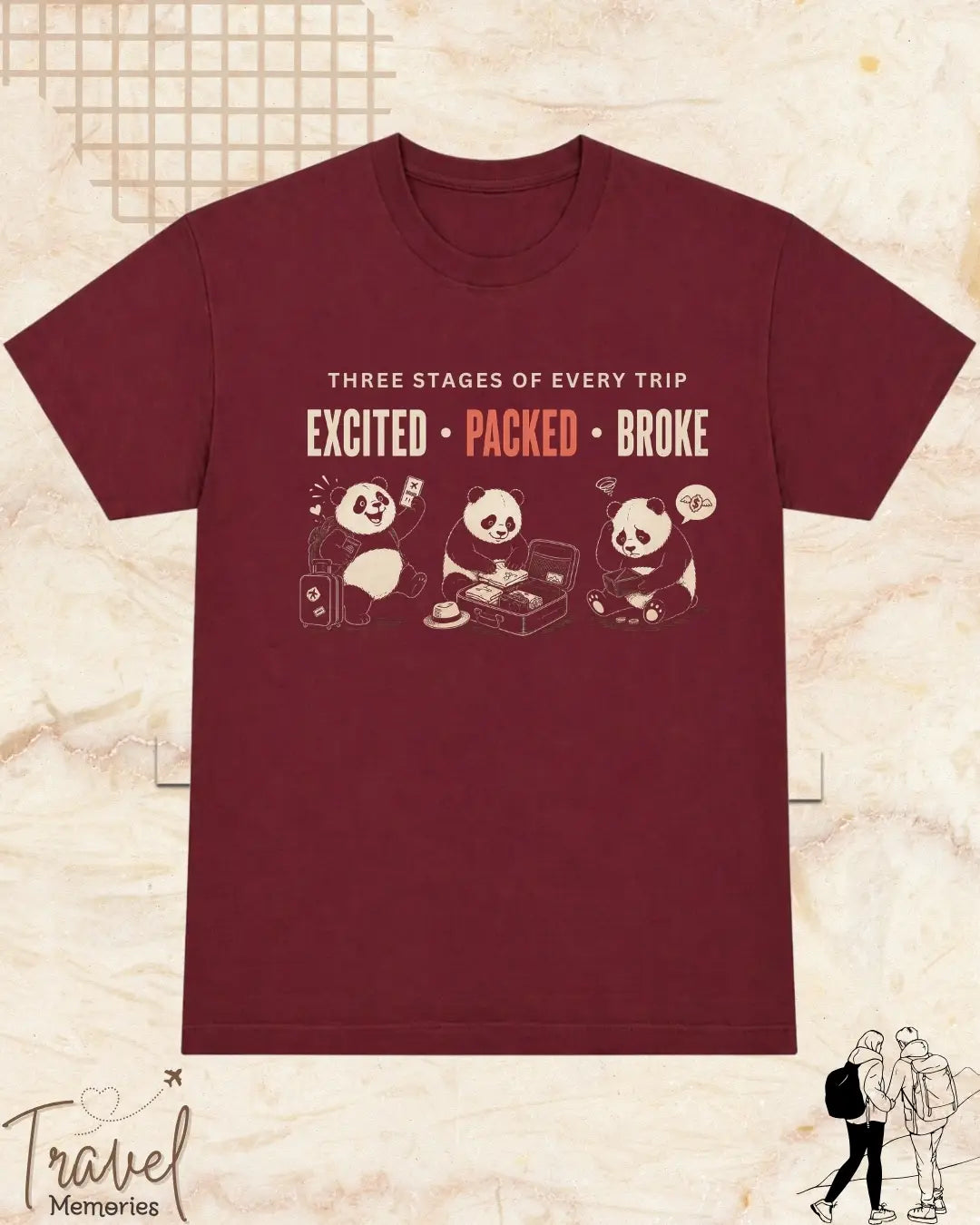 Three Stages of Every Trip Travel Cotton Tshirt Part 1