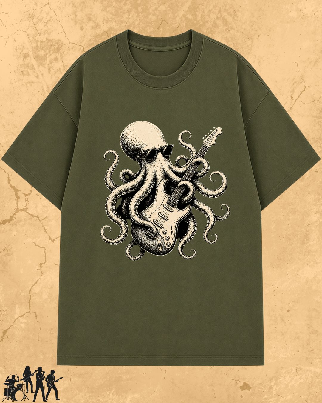 Octopus Guitar Rock Cotton Tshirt