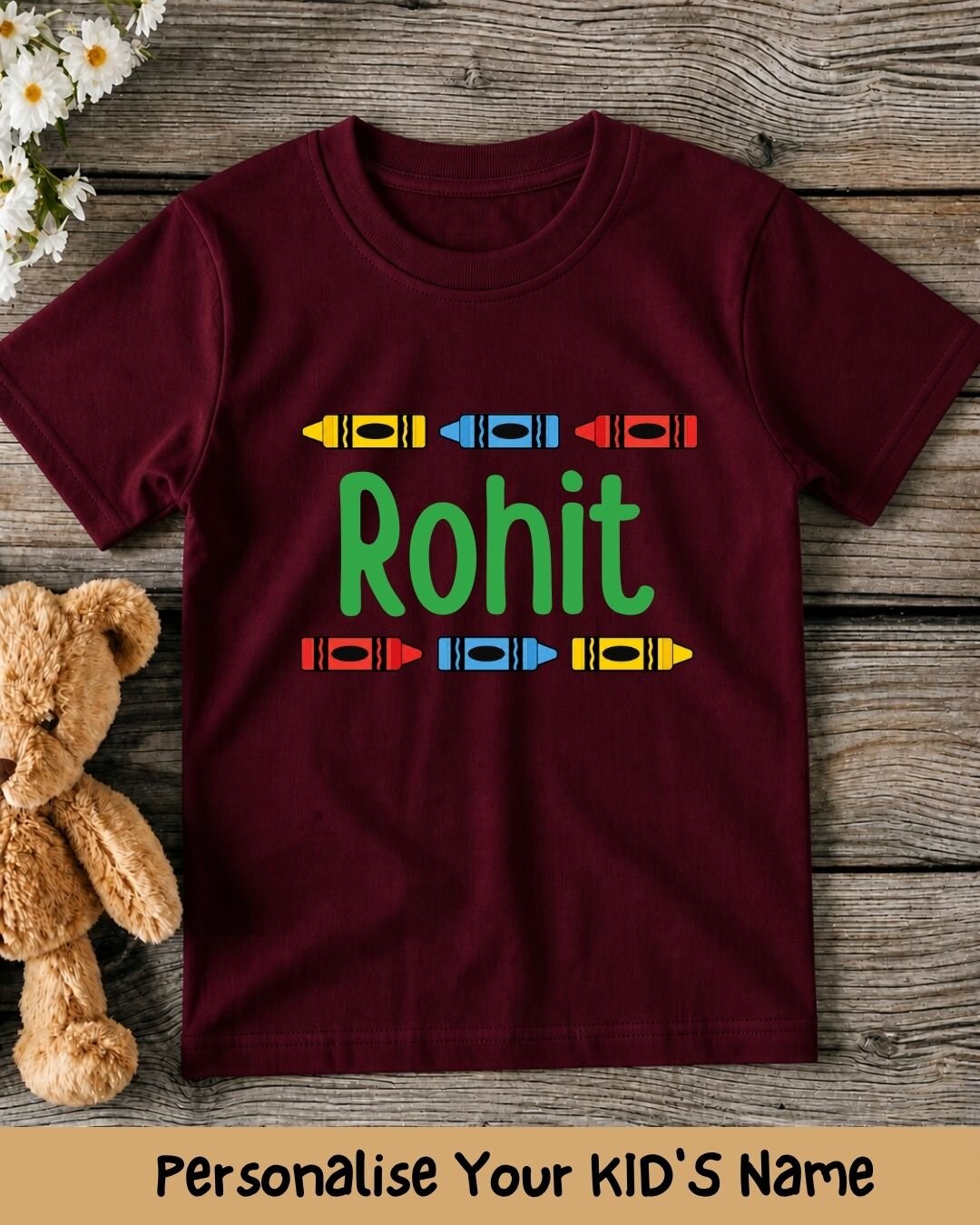 Colorful Crayon Custom Kid Cotton Tee