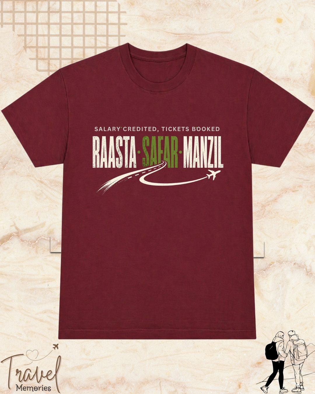 Raasta Safar Manzil Travel Cotton Tshirt