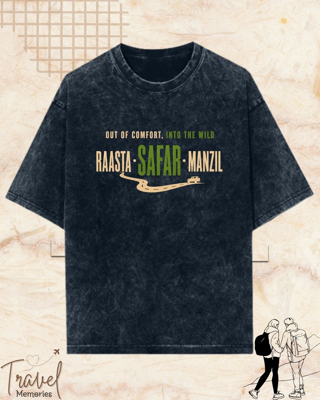 Raasta Safar Manzil Travel Cotton Tshirt