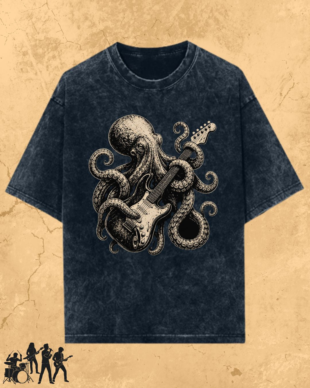 Octopus Guitar Rock Cotton Tshirt