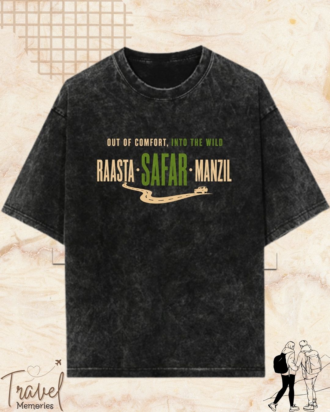 Raasta Safar Manzil Travel Cotton Tshirt