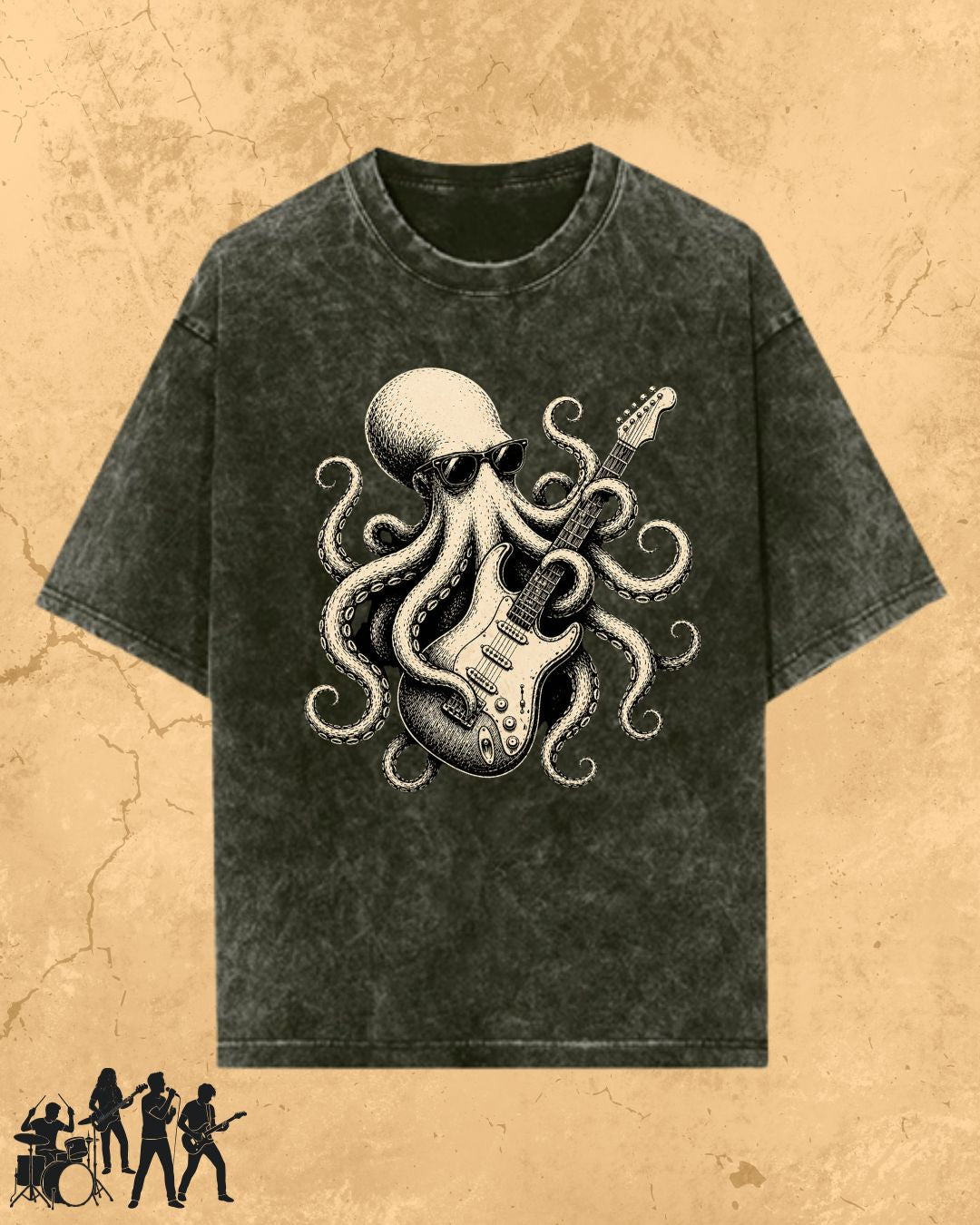 Octopus Guitar Rock Cotton Tshirt