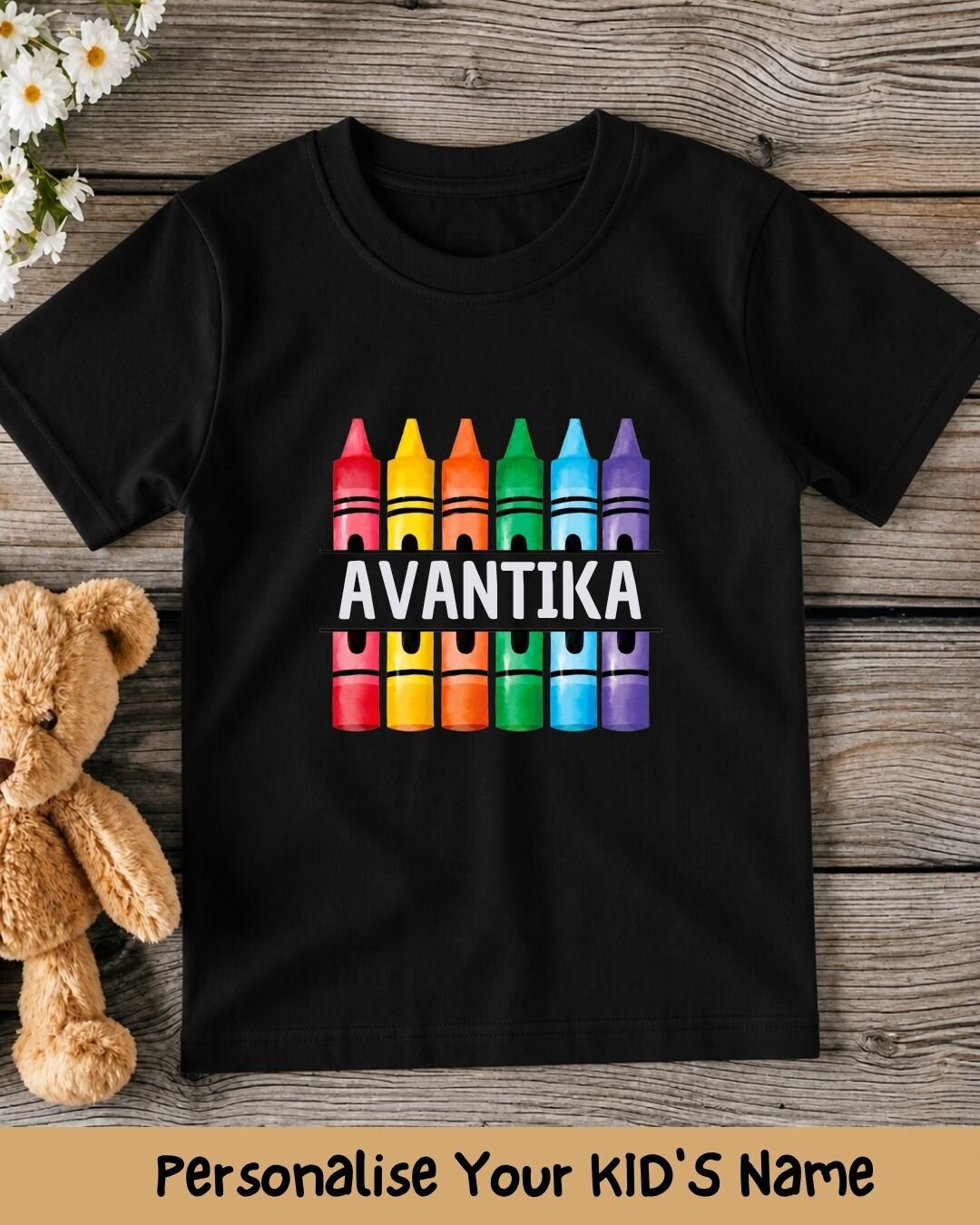 Colorful Crayon Custom Kid Cotton Tee