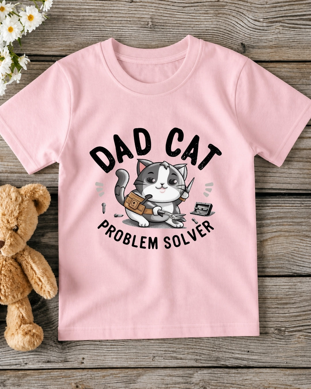 Dad Cat Problem Solver Kid Cotton Tee