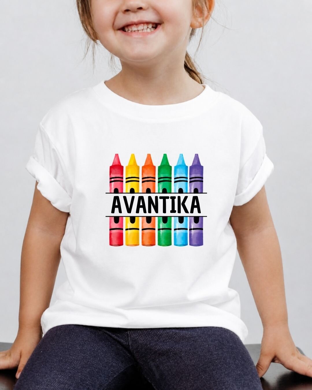 Colorful Crayon Custom Kid Cotton Tee