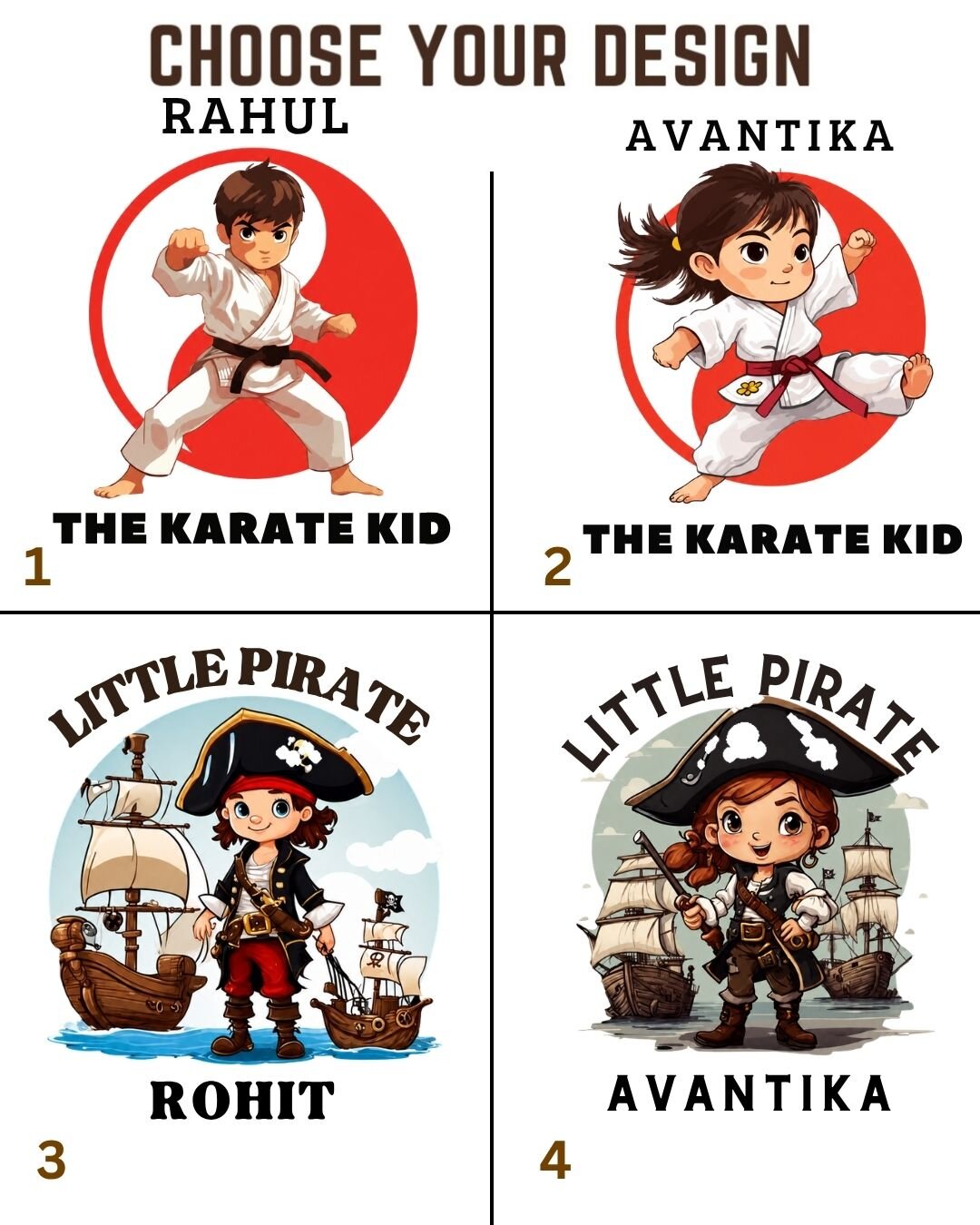 Karate & Pirate Theme Custom Kid Cotton Tee