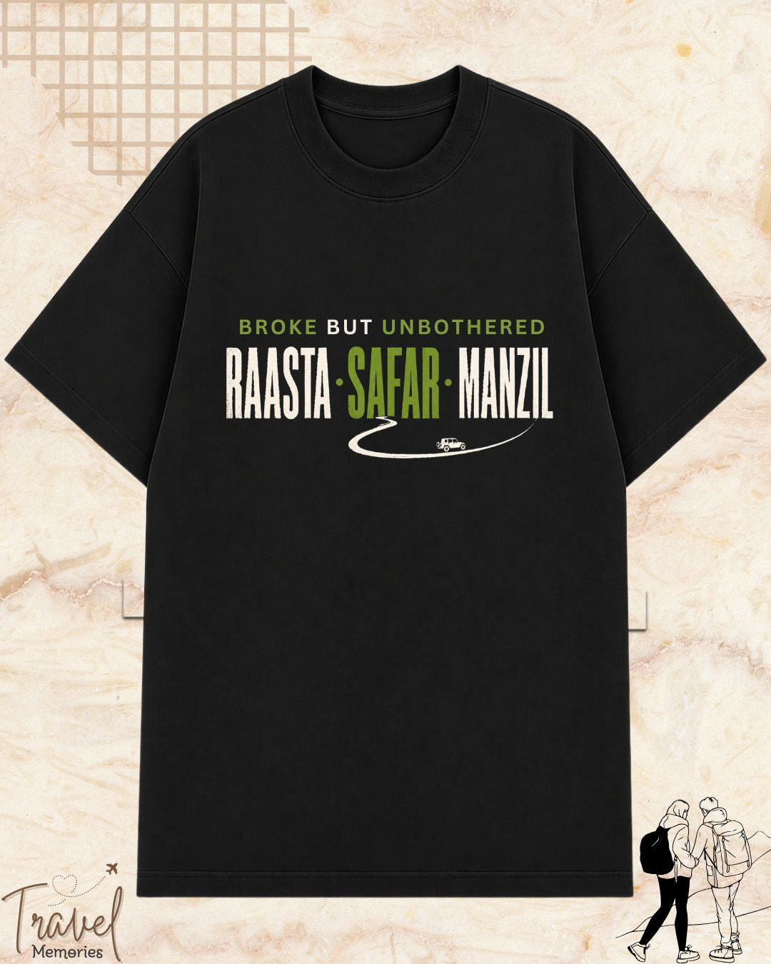 Raasta Safar Manzil Travel Cotton Tshirt