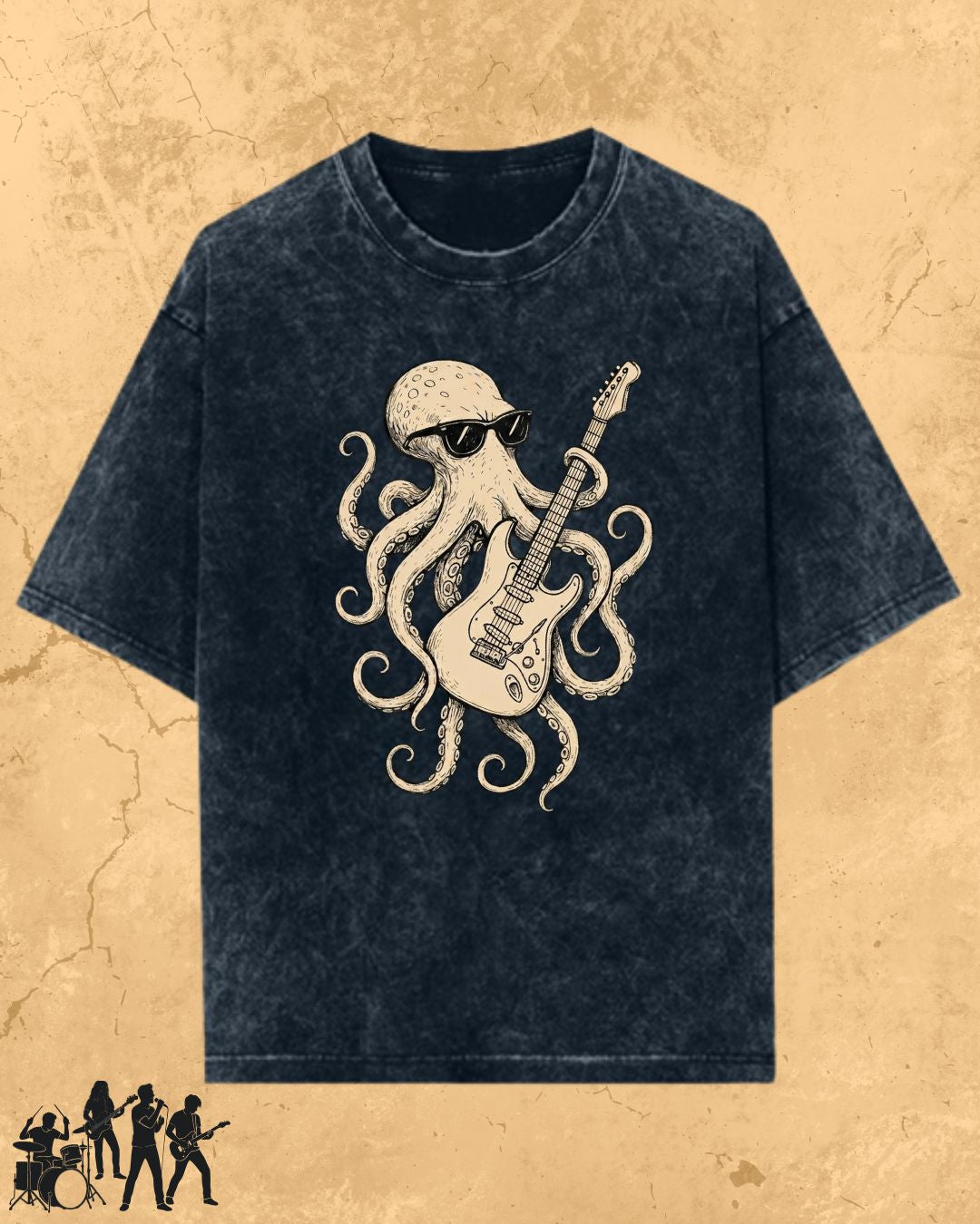 Octopus Guitar Rock Cotton Tshirt