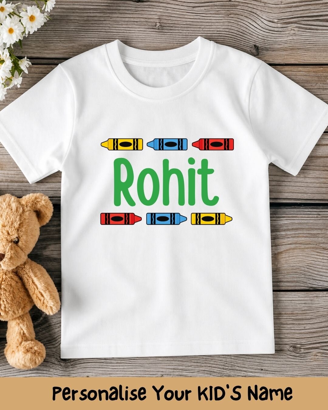 Colorful Crayon Custom Kid Cotton Tee