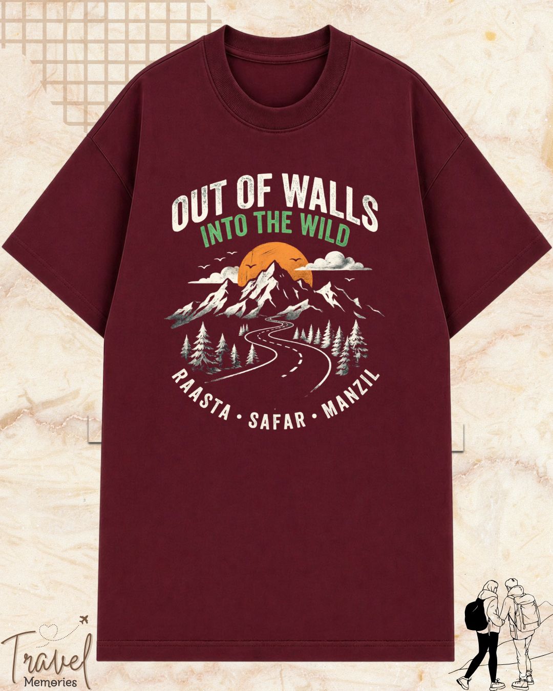 Raasta Safar Manzil Travel Cotton Tshirt